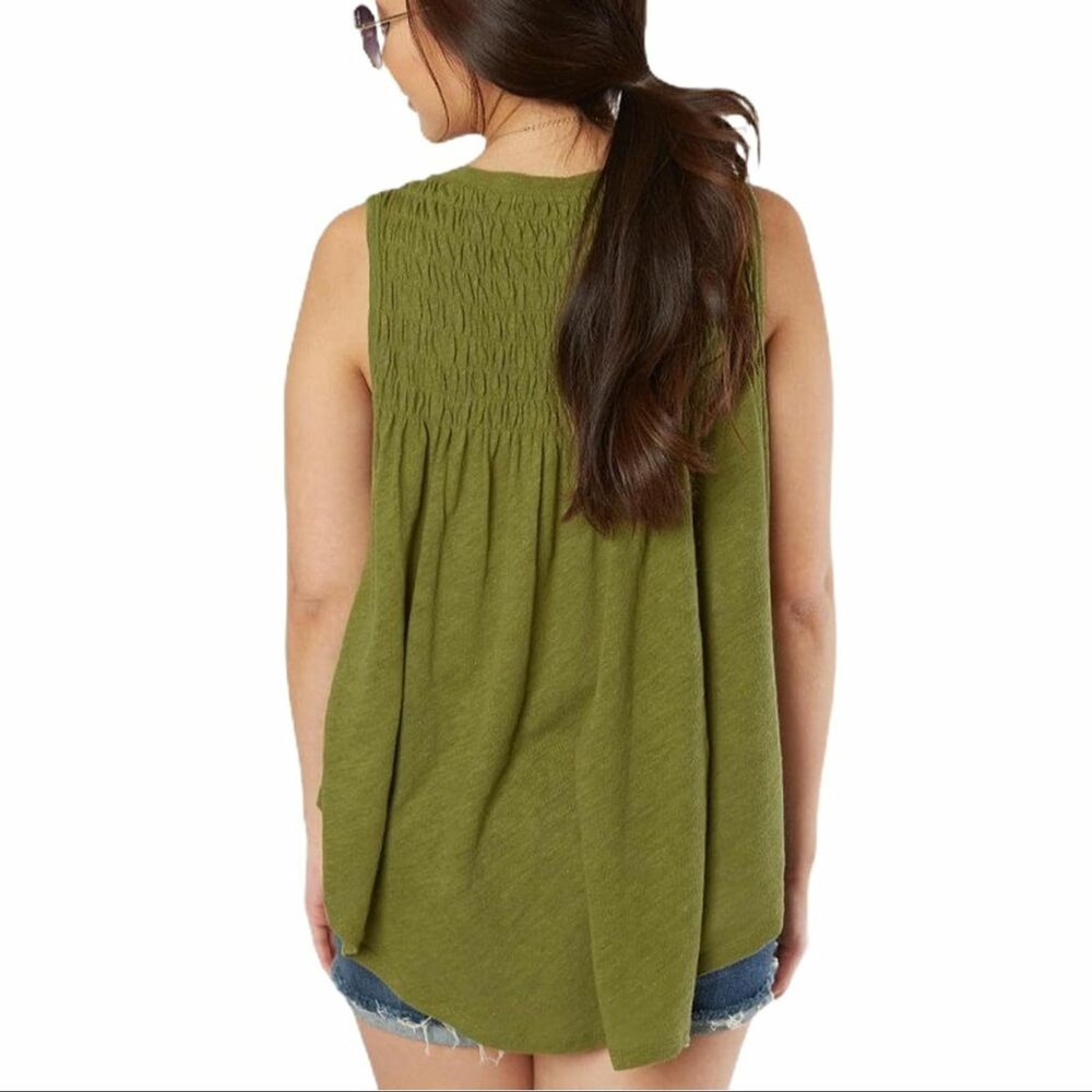 Free People green linen blend swingy tank XS New - Picture 2 of 6